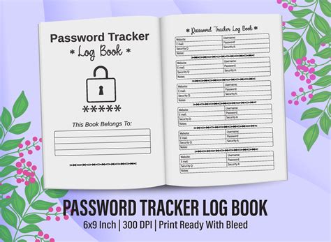 Password Tracker Logbook For Kdp Interior Password Tracker Logbook