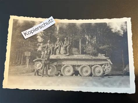 Altes Foto Wald Panzer Tank Soldaten Ww Eur Picclick De