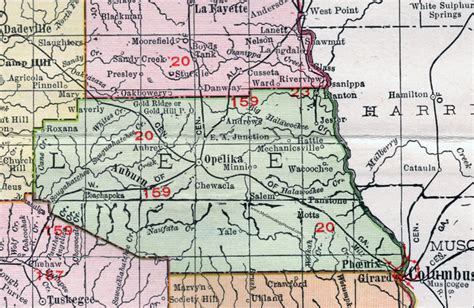 Lee County, Alabama, Map, 1911, Opelika, Phenix City, Auburn, Loachapoka