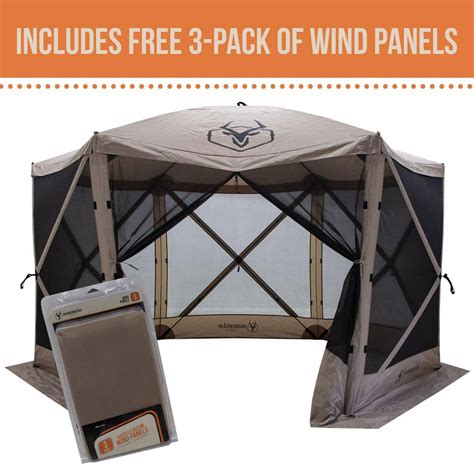 Gazelle G6 6 Sided Portable Gazebo Pop Up Hub Screen Tent Desert Sand