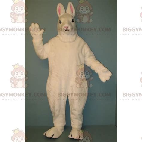 Costume De Mascotte Biggymonkey Lapin Blanc Aux Petites Oreilles