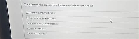 Solved The subarachnoid space is found between which two | Chegg.com