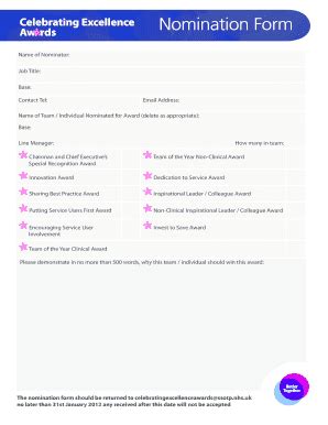 Fillable Online Name Of Nominator Fax Email Print PdfFiller
