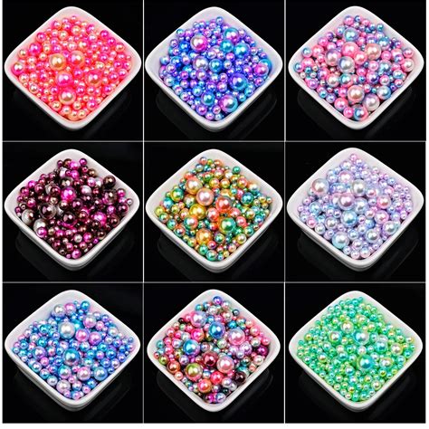 Imitation Pearl Beads Rainbow Pearls Color Hole Pearl Craft Beads