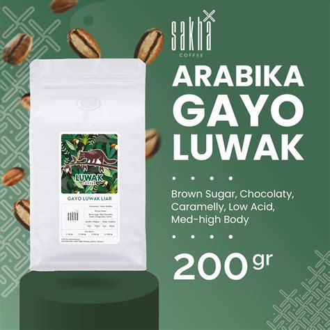 Wild Luwak Coffee Arabica Gayo Aceh Arabica Coffee Beans 200 Gram