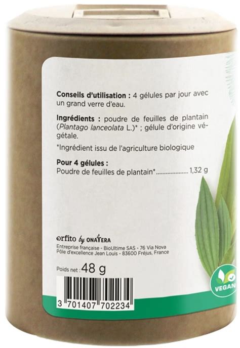 Plantain bio 120 gélules Orfito Onatera