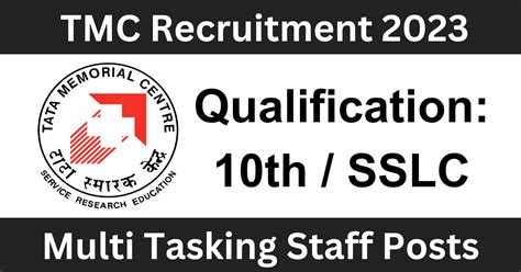 TMC Recruitment 2023 Walk In Interview For 10 Multi Tasking Staff Posts