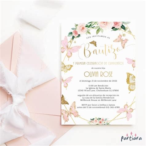 Baptism Invitation Girl Editable Butterflies Template Diy Etsy