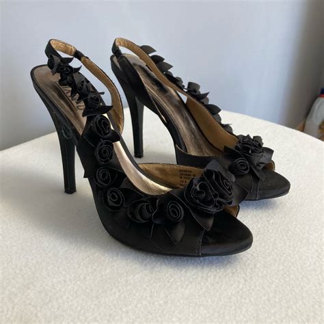 Beautiful Black Peep Toe Sling Back Pump Stilettos Wi Gem