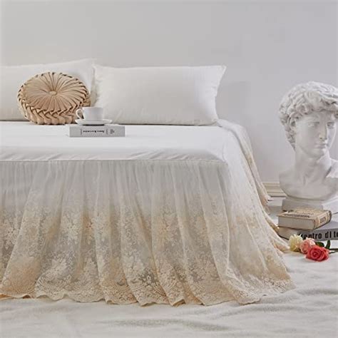 Lelva Dust Ruffled Bed Skirts Queen Size Wrap Around Lace