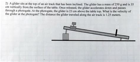 Solved Glider Sits At The Top Of An Air Track That Has Been Inclined The Glider Has Mass 0f 250