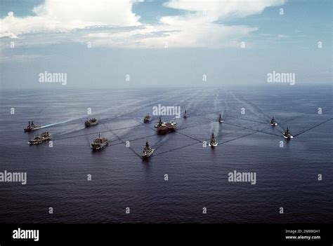 Aerial Port Bow View Of Battle Group Alfa Underway The Ships Are