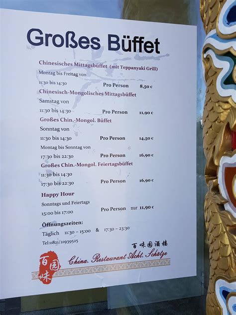 Speisekarte Von China Restaurant Acht Sch Tze Jangtse Augsburg