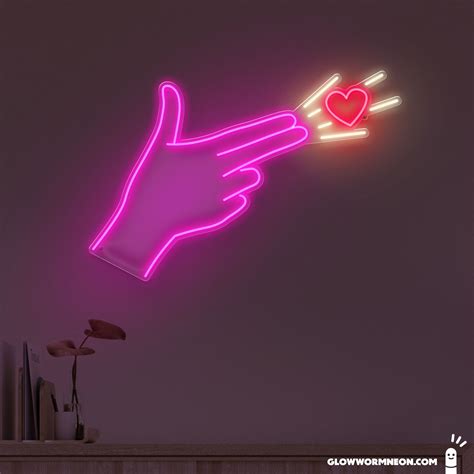 Heart Finger Gun Neon Sign Glowworm Neon
