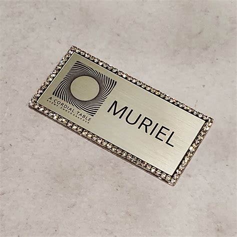 Silver Rhinestone Bling Metal Name Badges