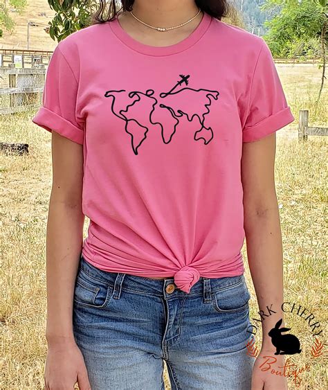 Travel Shirt World Map Tee Shirt Globetrotter Shirt Plane Etsy