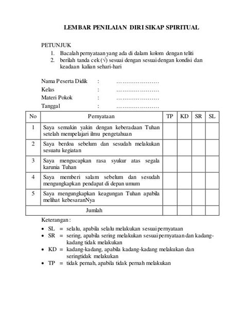 Contoh Instrumen Penilaian Sikap