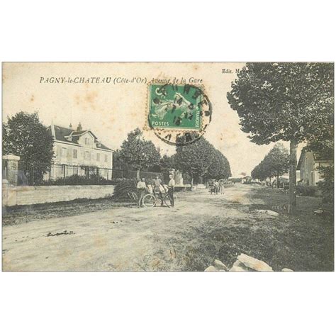 carte postale ancienne 21 PAGNY LE CHATEAU Avenue de la Gare animée