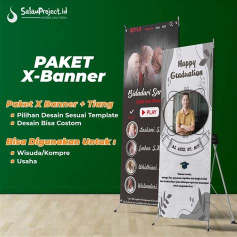 Jual Paket X Banner Rangka Spanduk Wisuda Sempro Wedding Promosi