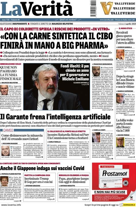 Prima Pagina La Verit Giornali It