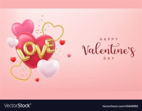 3d Happy Valentines Day Banner Royalty Free Vector Image