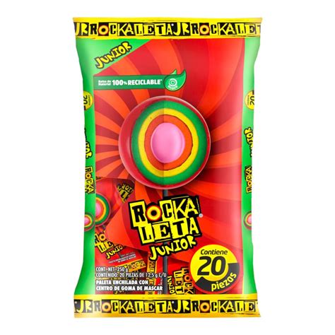 Sonrics Paleta Rockaleta Junior Bolsa Con Piezas Caja Con Bolsas