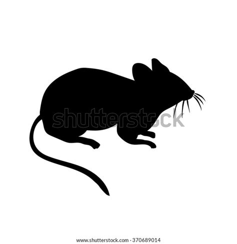 Vector Silhouette Mouse On White Background Stock Vector (Royalty Free) 370689014