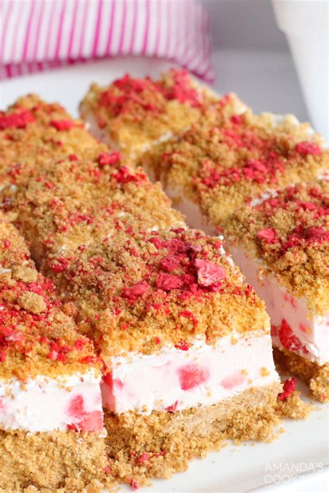 No Bake Strawberry Cheesecake Bars Amanda S Cookin No Bake Desserts