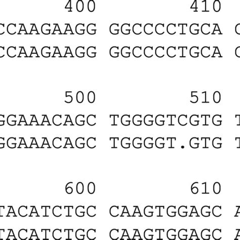 Nucleotide Sequence Alignment Of Exon 3 Of HLADPB1 1455 01N With The