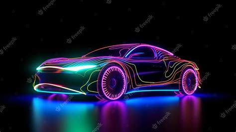 Premium Photo | A car with neon paint on it is painted in neon ...