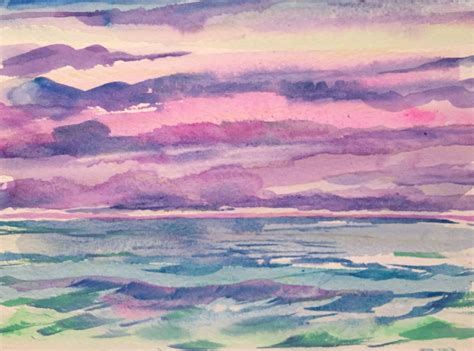 Watercolor Ocean Sunset at PaintingValley.com | Explore collection of ...