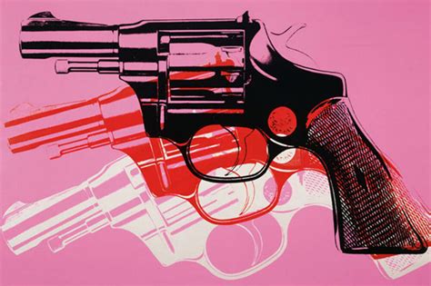 Gun C Black White Red On Pink Poster By Andy Warhol King