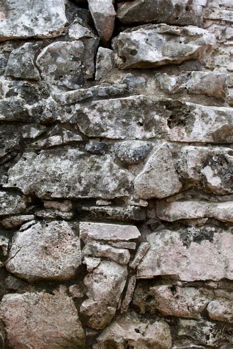 Rough Weathered Ancient Mayan Stone Wall Surface Texture Close Up Stock