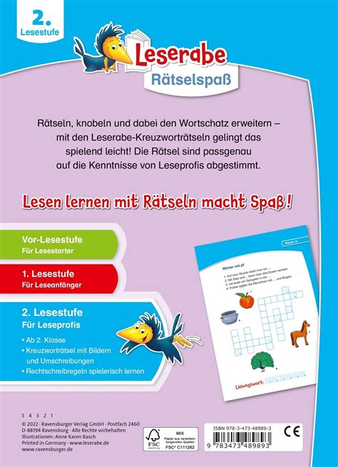 Ravensburger Leserabe Rätselspaß Kreuzworträtsel zum Lesenlernen 2