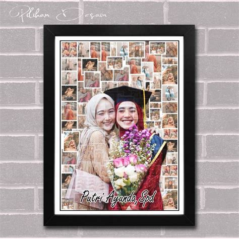 Jual Frame Kaca Cetak Desain Foto Mozaik Kado Hadiah Gift Custom