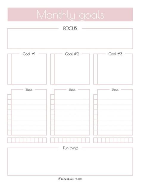 Achieve Your Monthly Goals Planner {free Printable} Goals Template