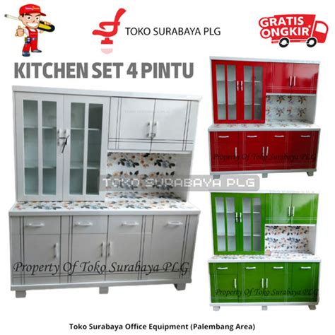 Jual Lemari Sayur HPL 4 Pintu Kitchen Set Lemari Rak Dapur Piring