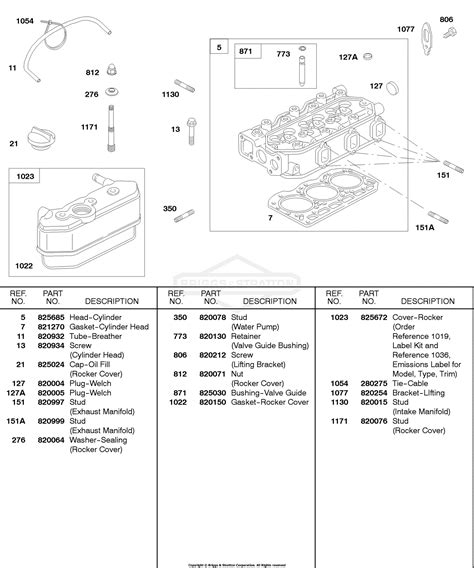 Briggs And Stratton 588447 0305 E2 Parts Diagram For Cylinder Head Rocker Cover