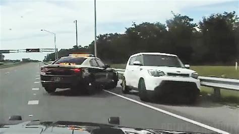 Florida Highway Patrol Trooper Performs A Triple Pit Maneuver To