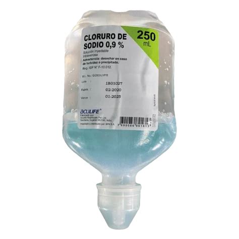 Suero fisiológico cloruro de sodio 0 9 Aculife 250 mL OSM ltda