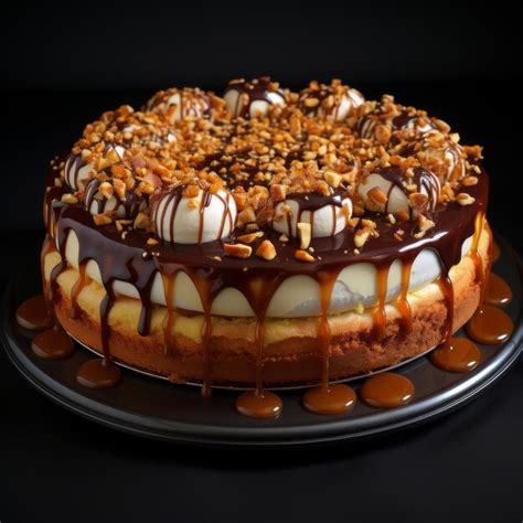 Premium Photo Kunafa Cheesecake Delectable Dessert Combining The