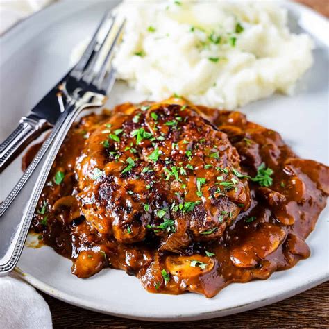 Easy Salisbury Steak with Mushroom Gravy - Dishes With Dad