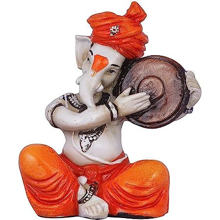 Sn Handicrafts Ganesha Playing Dafli Polyresine Idol Ganesh Statue For