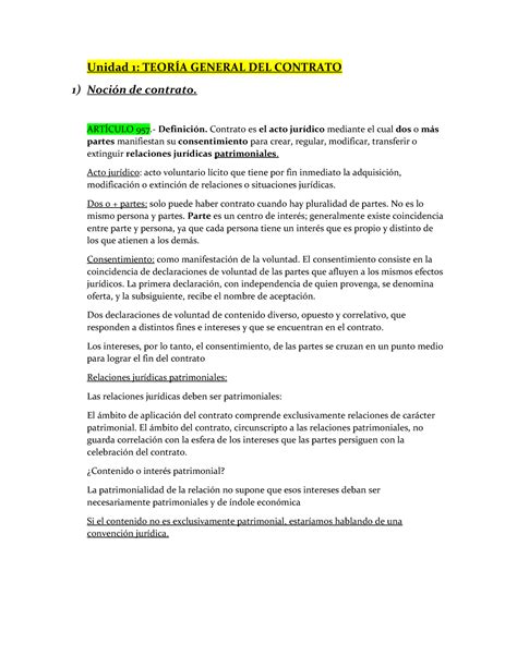 Unidad 1 Teoria General Del Contrato Unidad 1 TeorÍa General Del