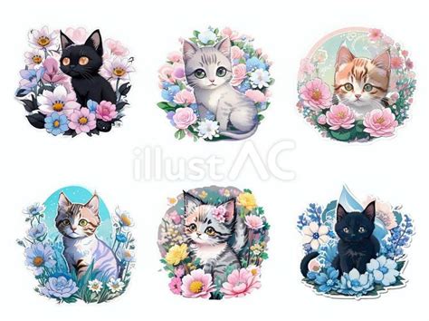 Free Vectors | cat and flower sticker