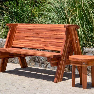 Rustic Redwood Bench Custom Garden Seating