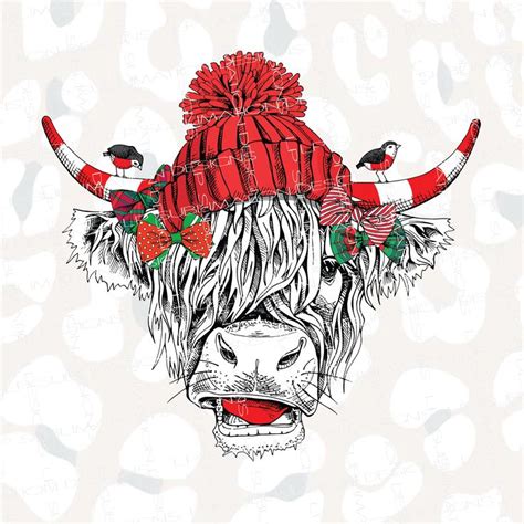 Highland Cow Vector Christmas Highland Cow Png Cow Vector Strawberry