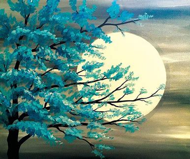 5D Diamond Painting Blue Blossom Tree Moon Kit - Bonanza Marketplace