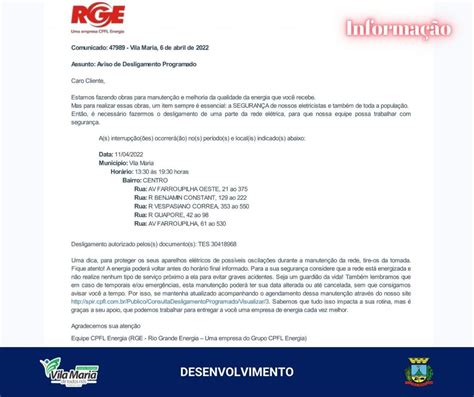 Imagem 1 Comunicado RGE Aviso De Desligamento Programado