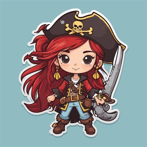 Premium Vector Girl Pirate Cartoon Vector